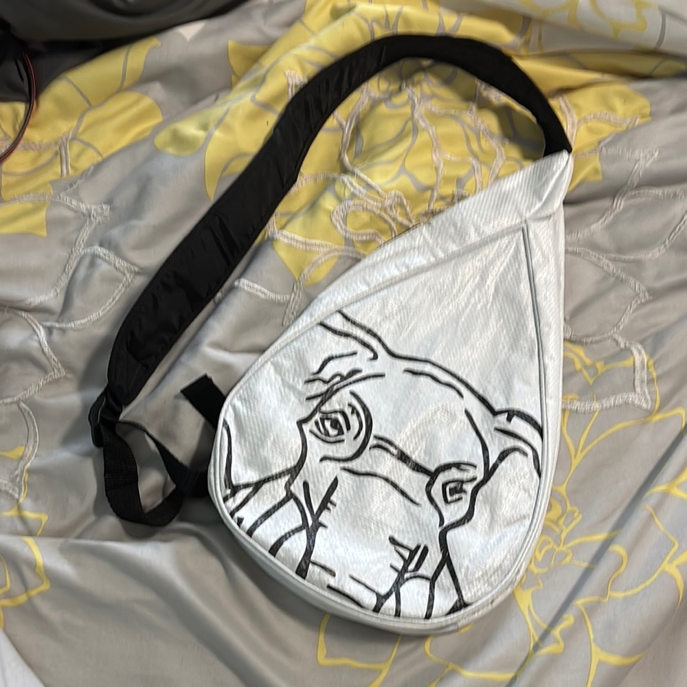 White and Black elephant Print Sling Bag